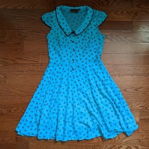 Voodoo Vixen Teal Blue Chiffon Bow Dress Size L